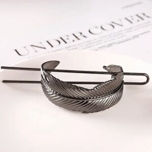 $20 (2 for $30) Platinum Black Metal Leaf Hair Cuff & Pin - Ponytail Bun Holder